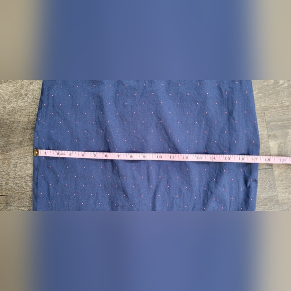 J. Crew The Pencil Skirt Women's 4 Blue w/ Red Polka Dots Midi Stretchy - Picture 7 of 9